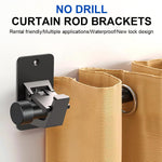 HASTHIP Curtain Rod Brackets for Wall Drapery | 4Pcs Metal Self Adhesive Holders