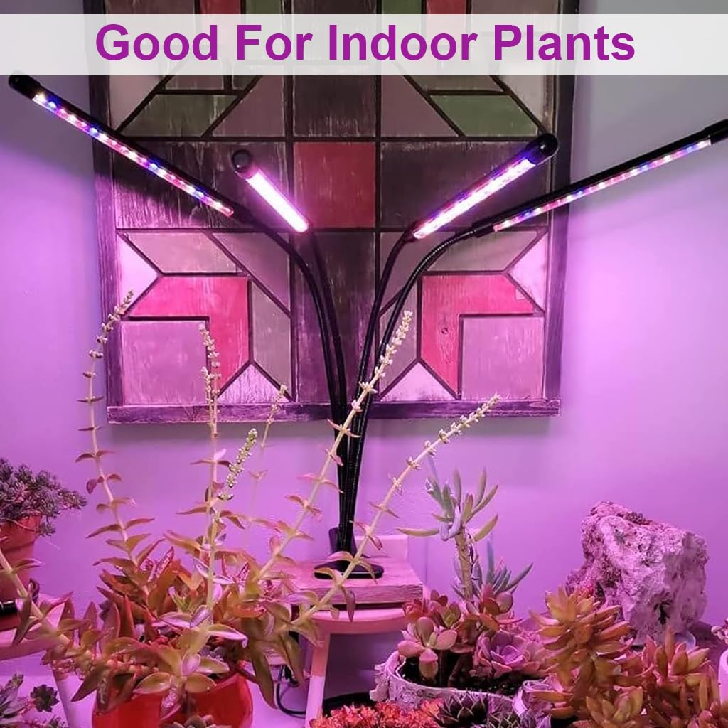 HASTHIP Grow Light for Indoor Plants with 80 LED Full Spectrum and 4 Flexible Arms | Clip-On Design