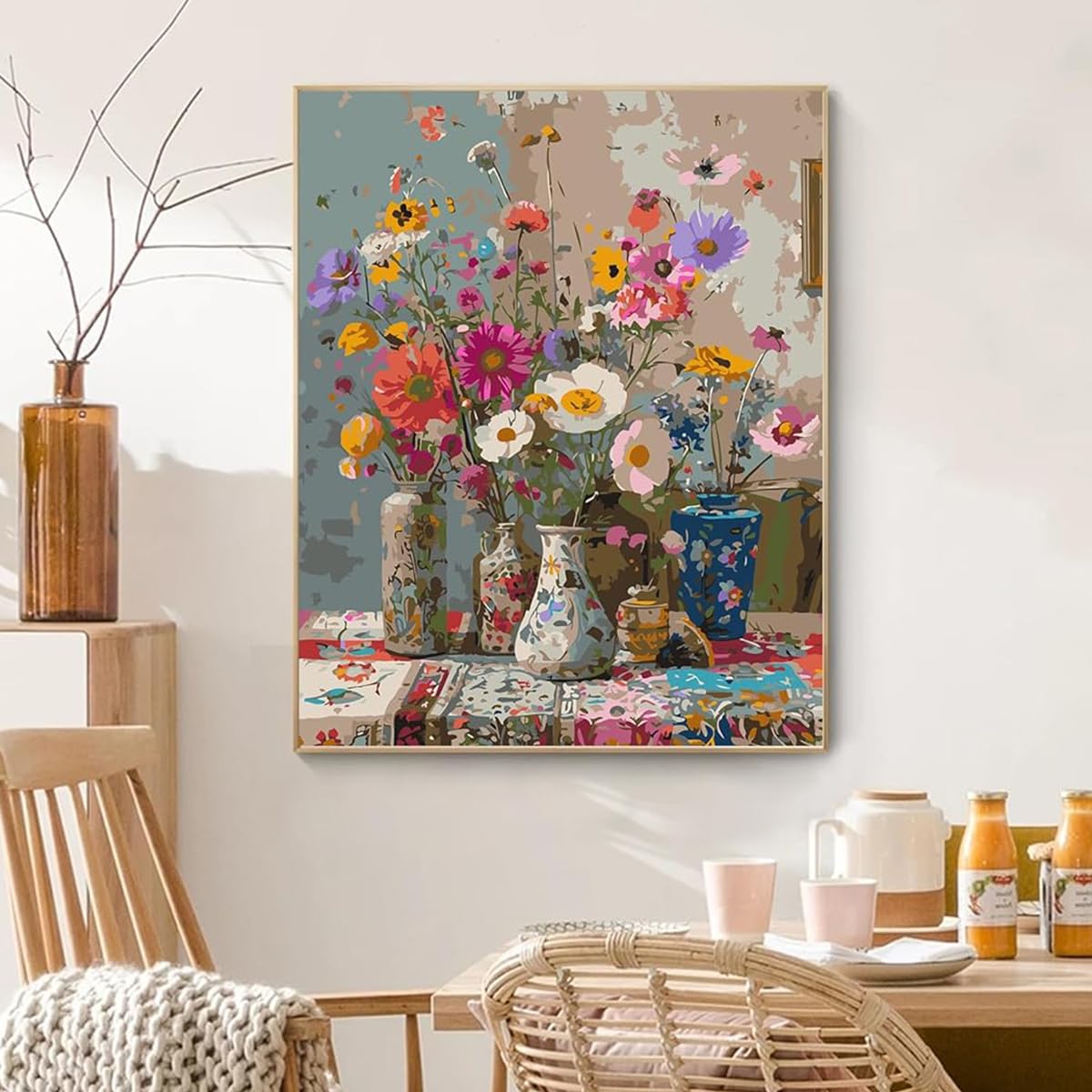 HASTHIP Paint by Numbers Kit for Adults and Kids with Brushes and Pigments 40x50cm | Retro Wildflower Bouquet Canvas Art Set
