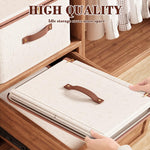HASTHIP Storage Bins for Clothes with Dual Zipper and Reinforced Handles | 56L Foldable Cotton Linen Boxes