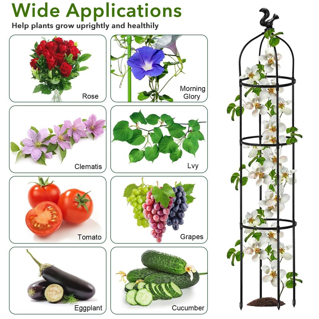 HASTHIP® 120CM Trellis for Climbing Plants, Plastic Climber Support for Plants, Adjustable Connectable Round Plant Support Sticks, Plant Support for Climbers, for Clematis, Roses, Tomatoes, Ivy
