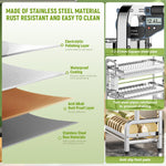 HASTHIP Dish Drying Rack for Kitchen Organization with 3 Layers 43x25x60cm Stainless Steel | Removable Water Catch Tray