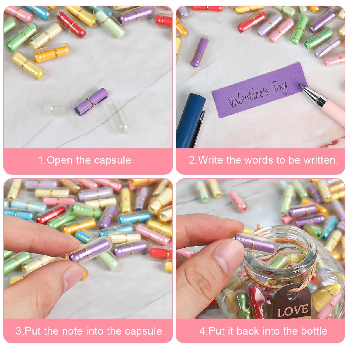 HASTHIP Anniversary Gifts for Couple with 90PCS Heart Shaped Glass Message Bottle | Romantic Keepsake for Girlfriend