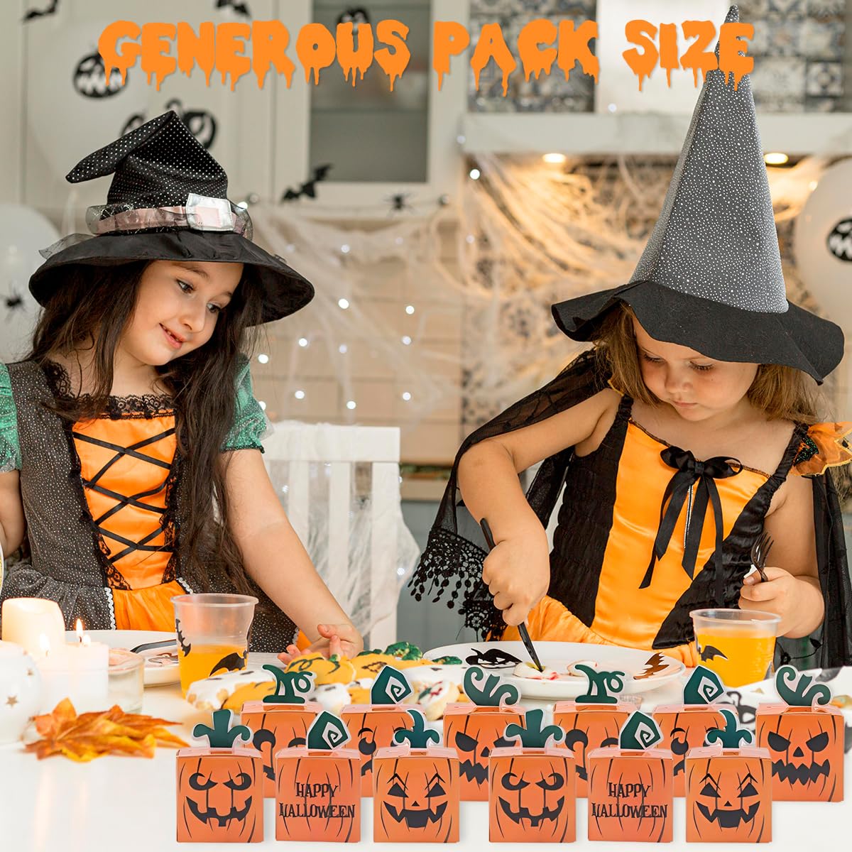 HASTHIP Halloween Candy Box for Party Treats featuring Fold‑Up Square Design 24 pcs 9.6×5.3×5.3 cm | Recyclable Paper Material