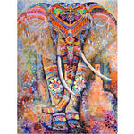 HASTHIP Colorful Elephants DIY 5D Diamond Painting Full Kits, Full Drill Diamond Painting Kits Crystal Embroidery Pictures Cross Stitch Art Craft for Home Decor (Red)