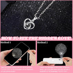 HASTHIP Rose Flower Necklace Gift Set for Valentine’s Day with I Love U Projection | Silver-Plated Preserved Eternal Rose for Women