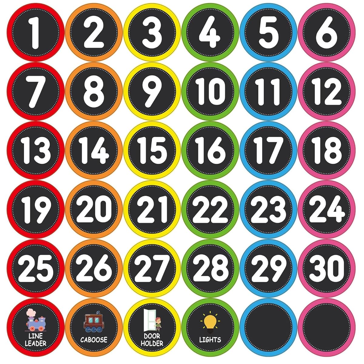 HASTHIP Stickers Set for Classroom Activities with 36PCS 4in Number Spots | Waterproof Vinyl
