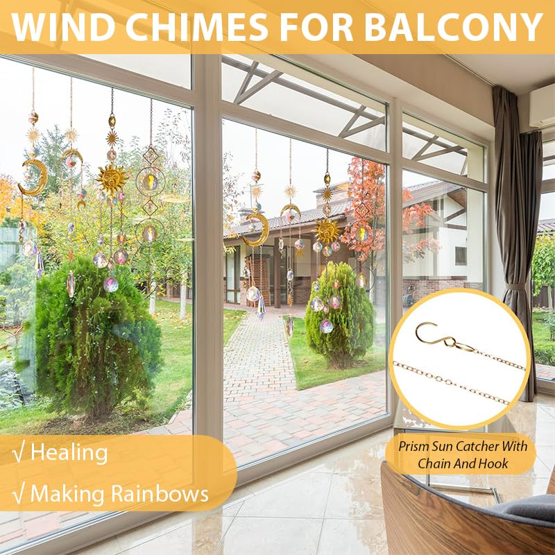 HASTHIP Crystal Sun Catcher Set for Home Decor with 4 Hanging Charms | Reflective Ornaments for Windows and Rooms