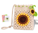 HASTHIP® Kit de Materiales para Bolso de Teléfono Ganchillo DIY para Principiantes,Bolso Cruzado Girasol Hecho a Mano con Hilo,Agujas Herramientas y Video Tutorial Bandolera