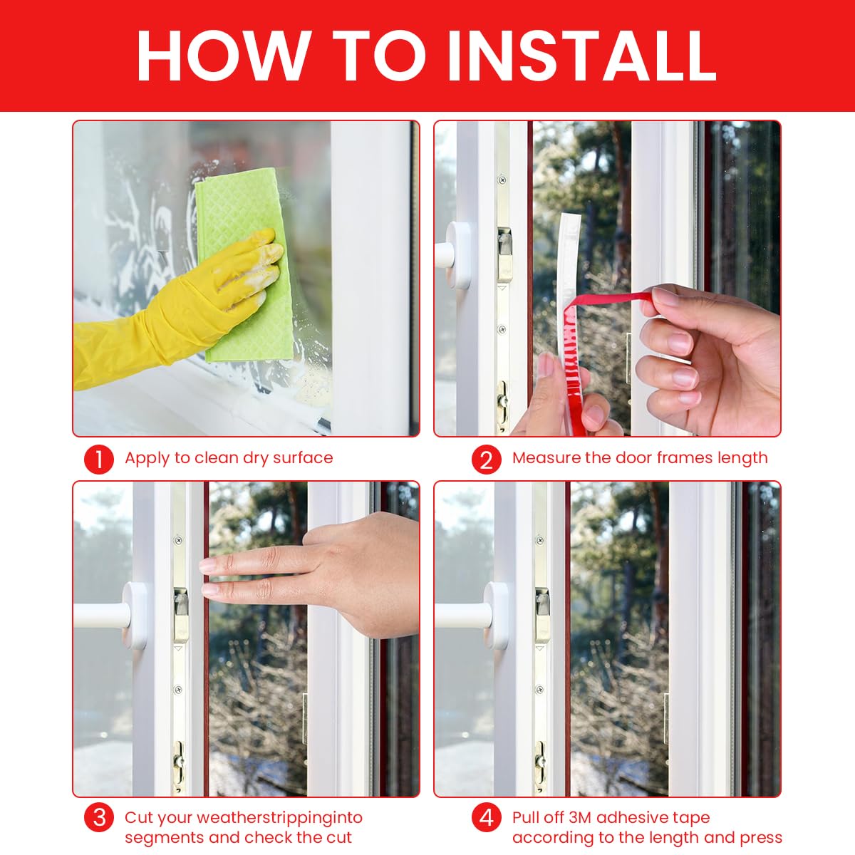 HASTHIP Door Seal Strip for Doors and Windows with 19.69ft Cuttable Hollow Frame | White TPE Rubber Noise Reduction