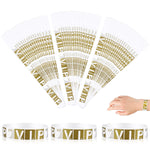 300 Pcs VIP Wristbands for Customers Waterproof Paper Bracelets Lightweight Event Wristbands for Party Concert Club Amusement Park Festivals, Gold