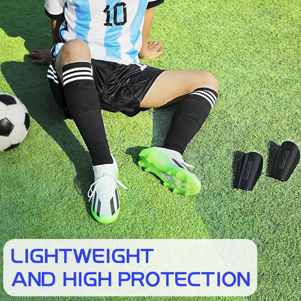 HASTHIP® Espinilleras Futbol Niños Set de 3,Protector Tibia EVA Ligero y Transpirable con Medias Compresivas y Mangas Ajustables para Fútbol,Rugby Hockey Talla S