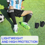 HASTHIP® Espinilleras Futbol Niños Set de 3,Protector Tibia EVA Ligero y Transpirable con Medias Compresivas y Mangas Ajustables para Fútbol,Rugby Hockey Talla S