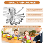 HASTHIP Measuring Cups and Spoons Set for Cooking and Baking with Etched Scales and Rings | 15 Pieces Stainless Steel