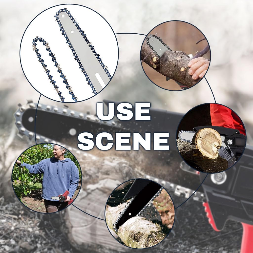 HASTHIP Chainsaw Saw Chain for Wood Cutting and Tree Pruning with 6 in Guide Rail | 2 Pcs Steel Set
