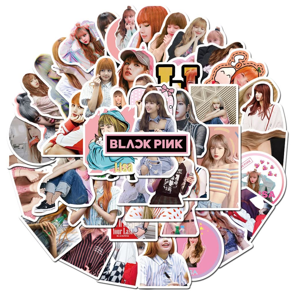 HASTHIP Lisa Sticker Pack for Laptop and Phone featuring 50 pcs PVC Waterproof Design | Gift for BLACKPINK Fans