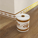 HASTHIP® Peel and Stick Wallpaper Border, 3.93in x 196.8in Self-Adhesive PVC Foam Skirting Line, Waterproof Wall Base Trim for Kitchen, Living Room, Bedroom, and Bathroom - Gold