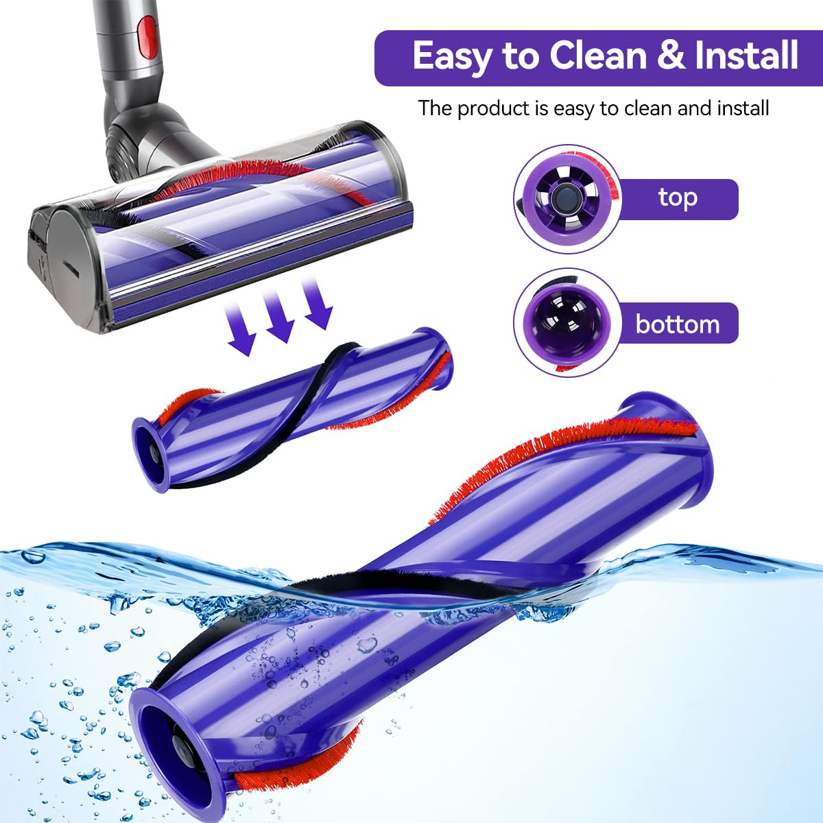 HASTHIP Soft Roller Brush Replacement for Dyson V8 with Anti‑Static Design 238x50mm | Ideal for Hard Floor Cleaning