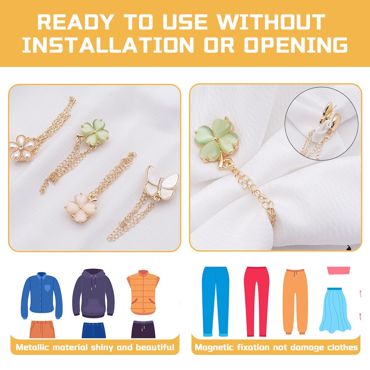 HASTHIP Magnets Buttons for Hijab and Clothing with Strong Magnetic Hold | 4Pcs Floral Charm Metal Clips