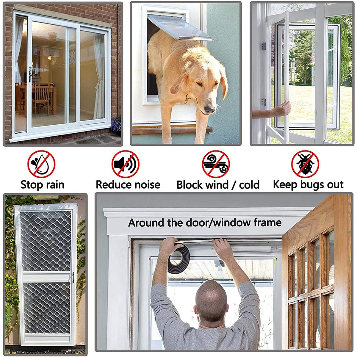 HASTHIP Door Sealing Strip for Doors and Windows featuring 10 m Self Adhesive Felt | Grey