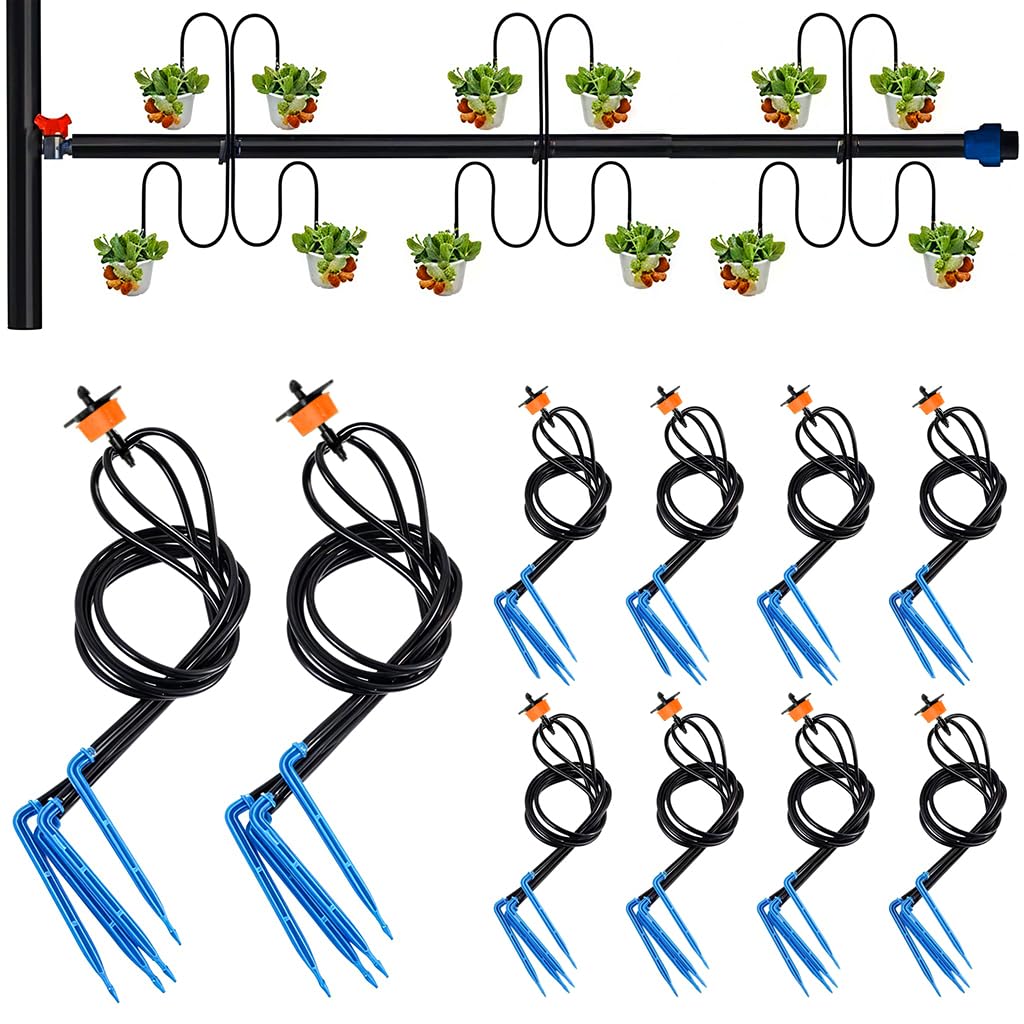 HASTHIP Garden Drip Irrigation Kits for Flower Beds and Lawns featuring 4 Way Nozzle 10 pcs