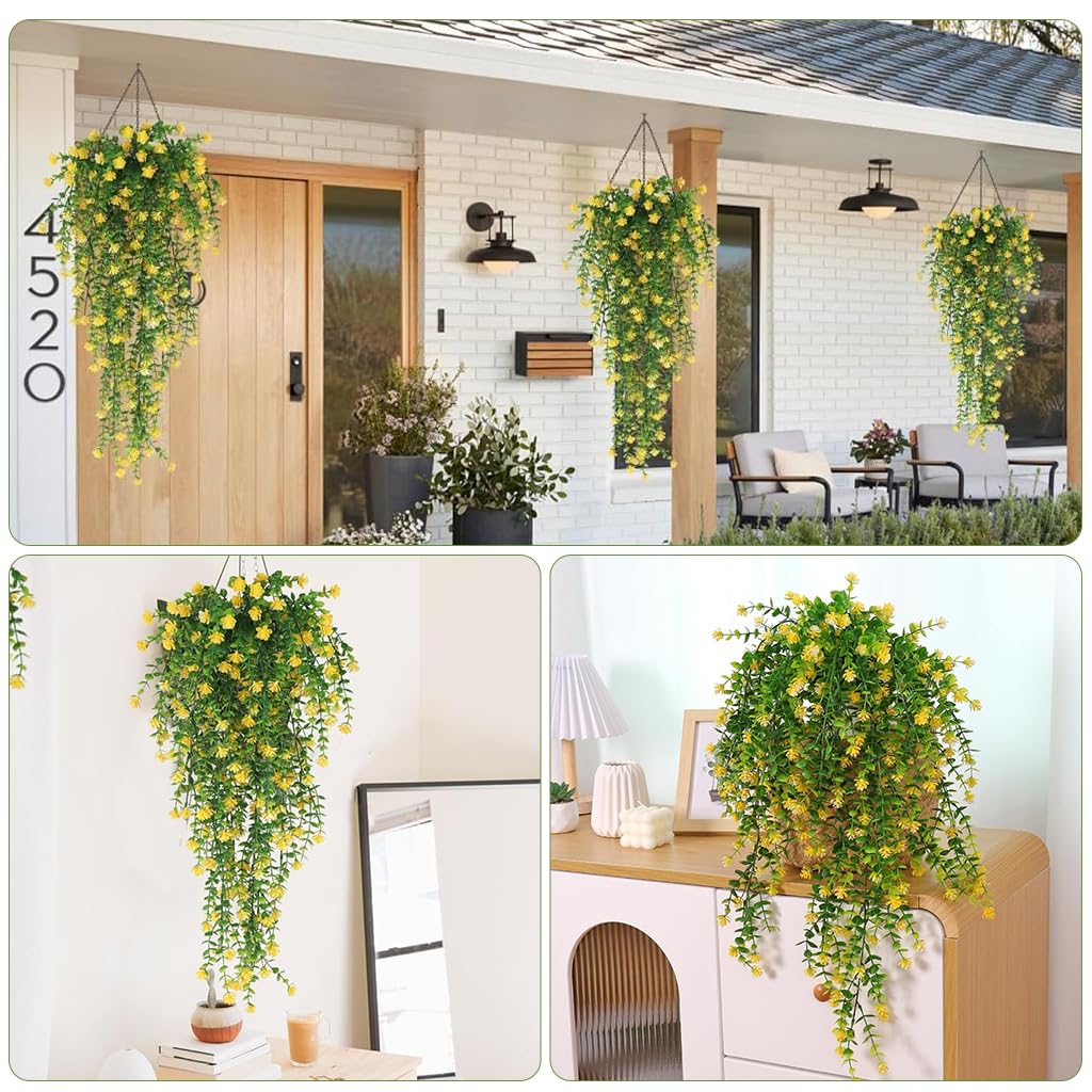 HASTHIP® 2Pcs Realistic Eucalyptus Flower Vine Balcony Flower Decor 30.7 Inches Realistic Flower Hangings Wall Decoration Artificial Eucalyptus Flower Vine Home Decoration Garden Decorative Flower