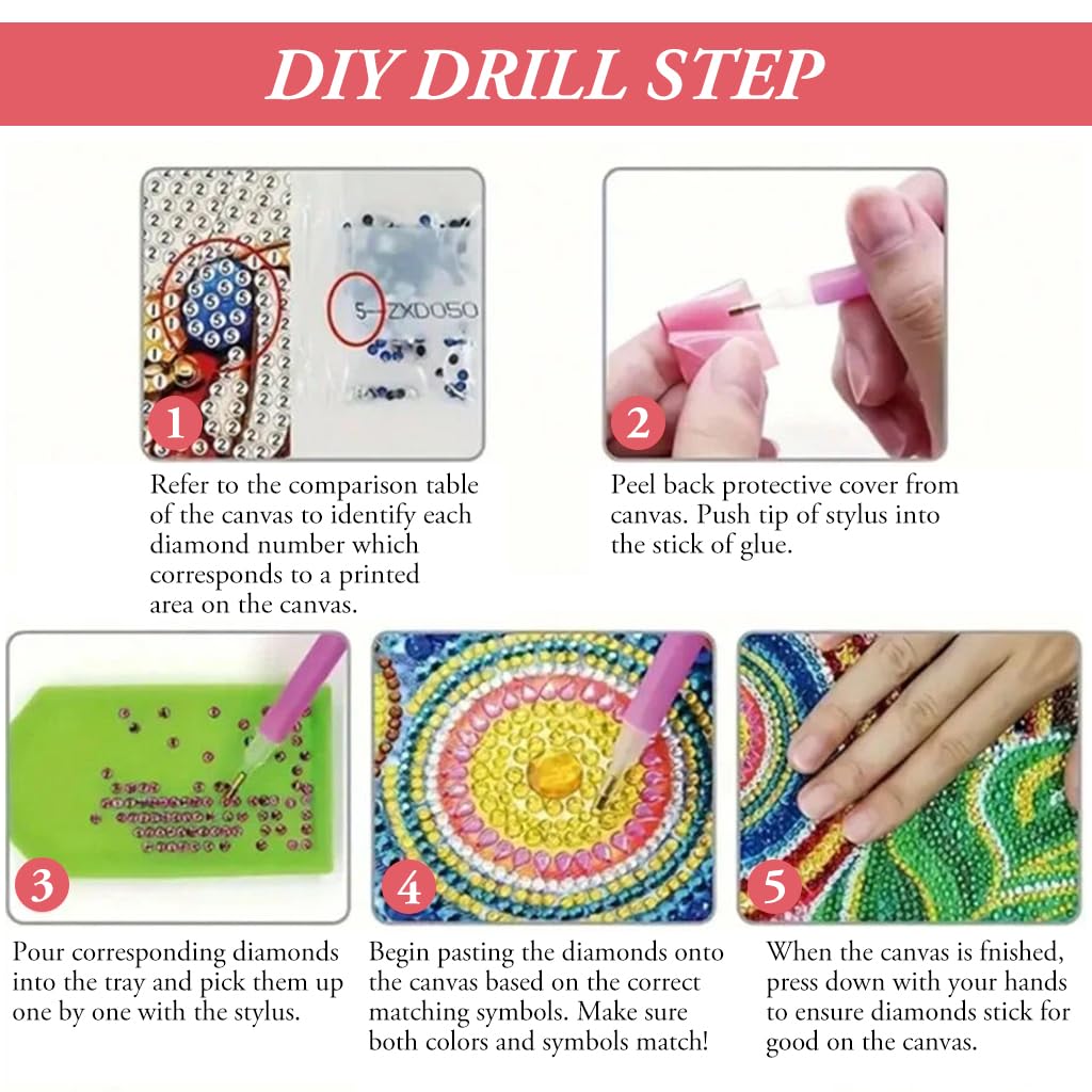 HASTHIP® 5D DIY Diamond Painting Kit Desk Decor with Base Colorful Life Tree Color Acrylic 5D DIY Diamond Art Painting Tabletop Ornaments Beginners 5D DIY Diamond Painting Kit Home Gift