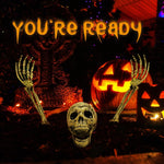 HASTHIP® Halloween Half-Buried Skeleton Ornament, 2 Arms & Skeleton Head, Spooky Upper-Body Skeleton Garden Courtyard Decor Lawn Ornament for Halloween
