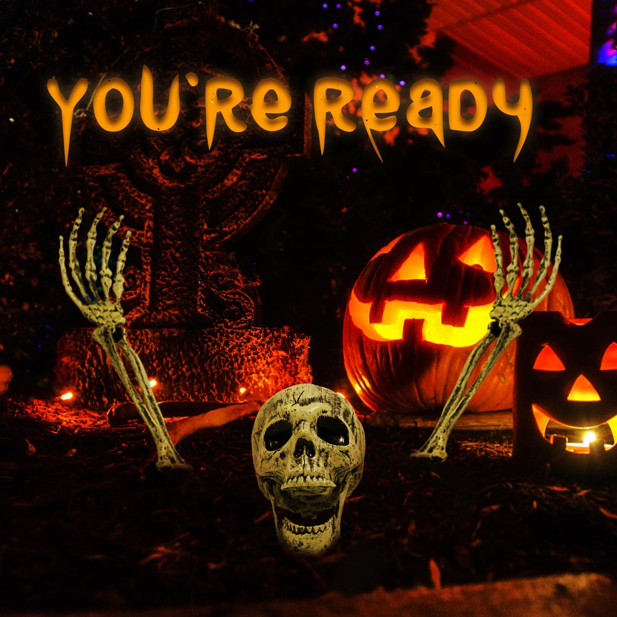 HASTHIP Halloween Half Buried Skeleton Ornament for Lawn and Garden Décor | Includes 2 Arms and Head