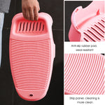 HASTHIP Washboard for Handwashing Small Clothes with Soap Holder and Slotted Design 44×21cm Pink