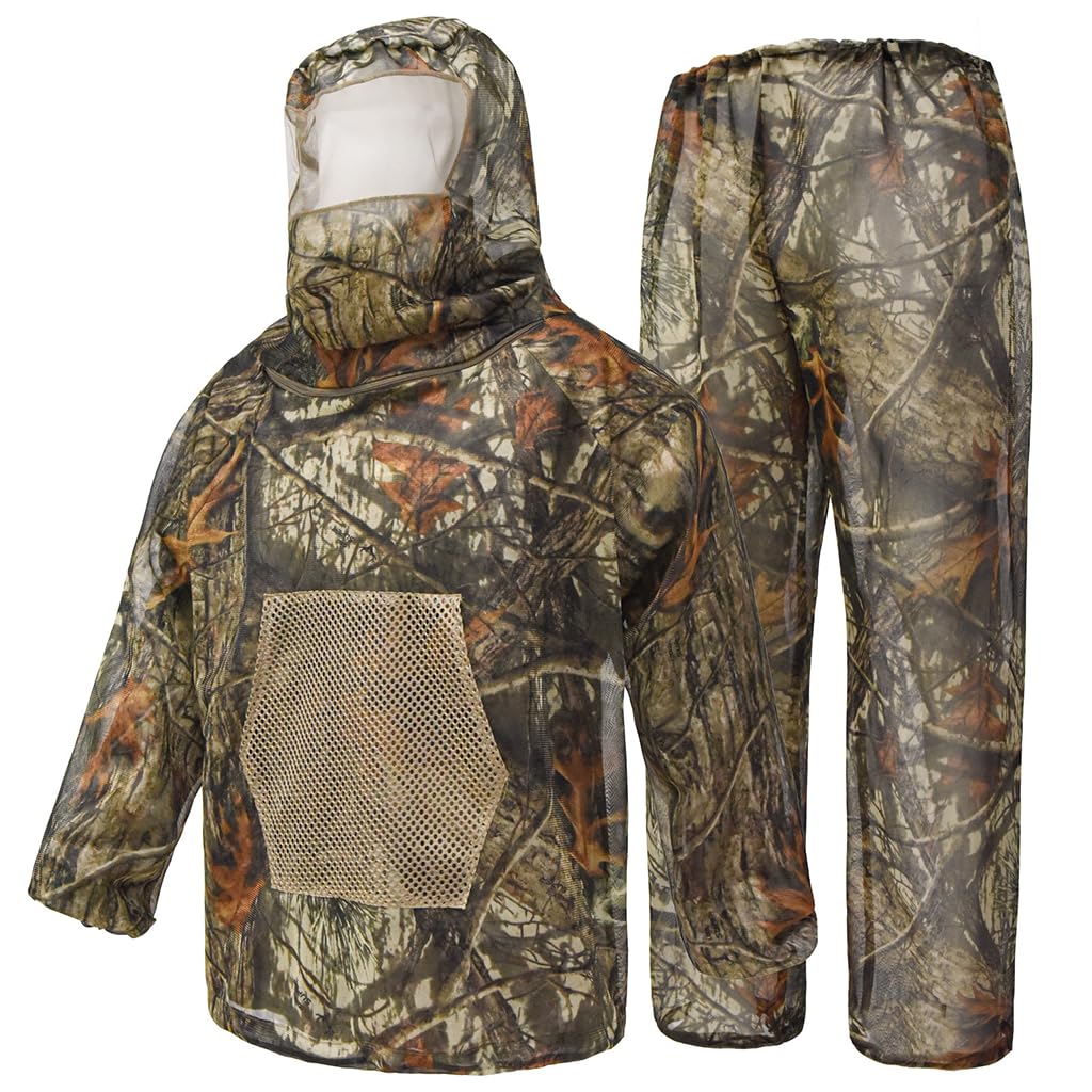 HASTHIP Bee Suit for Camping and Jungle Work with Ventilated Hood | Woodland Camo XL XXL
