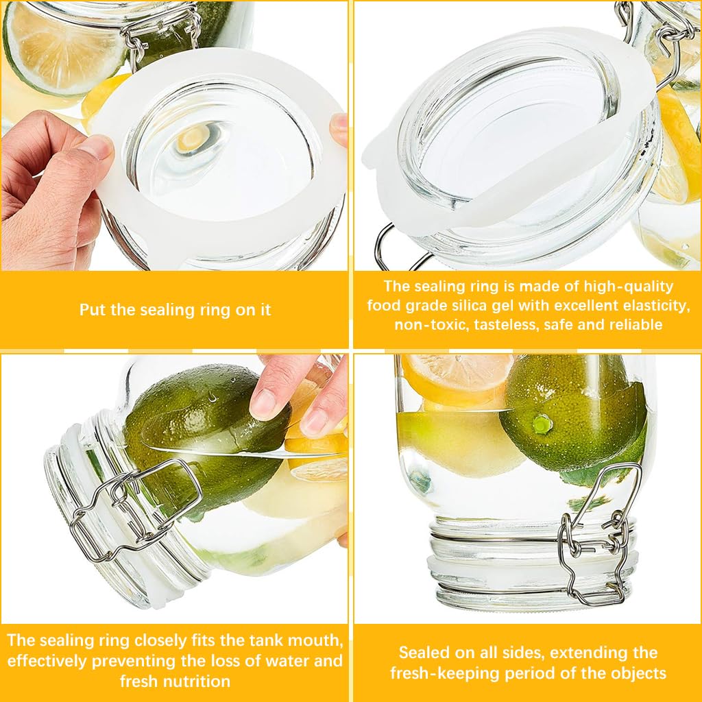 HASTHIP Silicone Sealing Rings for Mason Jars featuring Airtight 2.76 in Gaskets | 16PCS Reusable Food Grade
