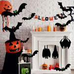 HASTHIP Halloween Home Decorations for Party with 13 Bats & Glow-in-the-Dark Eyes | PVC Wall and Tree Hanging Decor