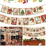 HASTHIP Christmas Wall Hanging Banner for Door and Room with 15pcs 5.5×7.68in Vintage Flags