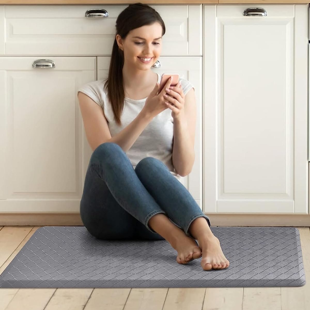 HASTHIP Anti Fatigue Mat for Kitchen and Office with Non Slip Surface 17 x 28 in Grey