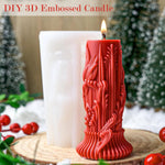 HASTHIP Cylindrical Candle Mold for DIY 3D Resin Wax Candles featuring Embossed Design | Flexible Silicone for Easy Demolding