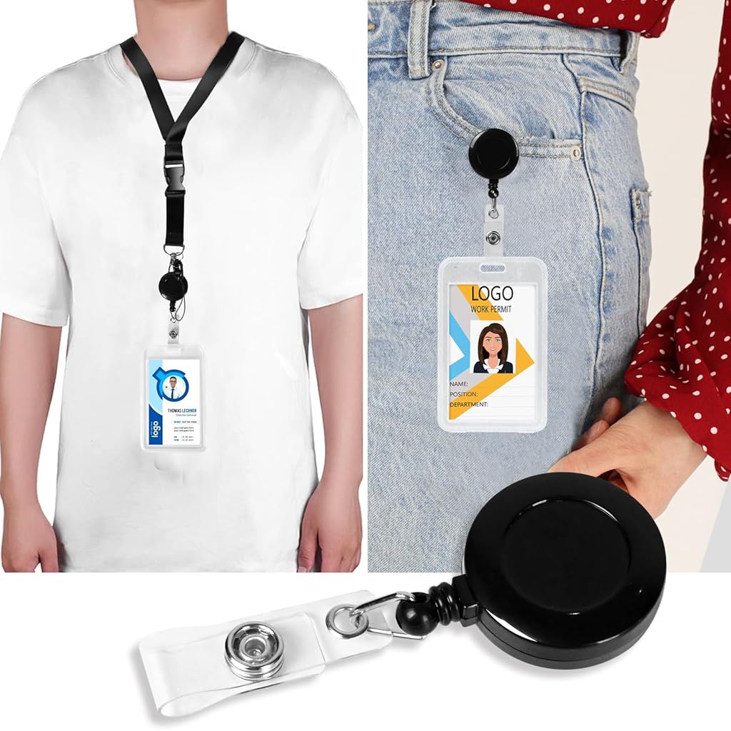 HASTHIP® 2 Pack Transparent Plastic Vertical Badge Holders