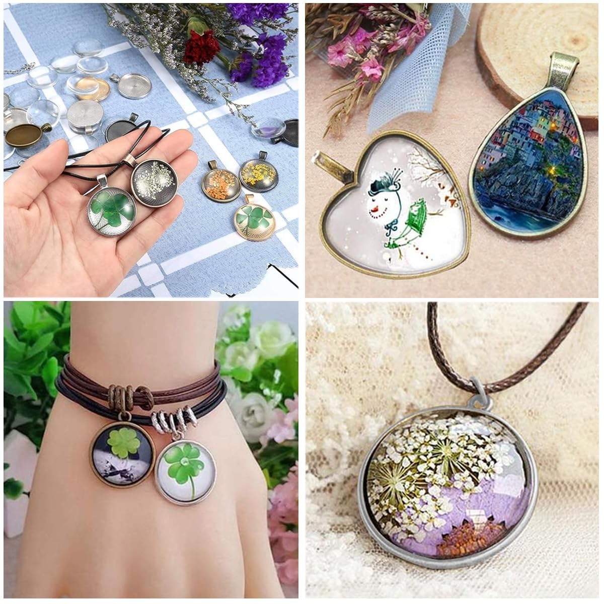 HASTHIP Resin Molds Set for DIY Jewelry Making with 30 pcs Tray Kit Featuring 5 Shapes | Metal and Silicone Crafting Tools