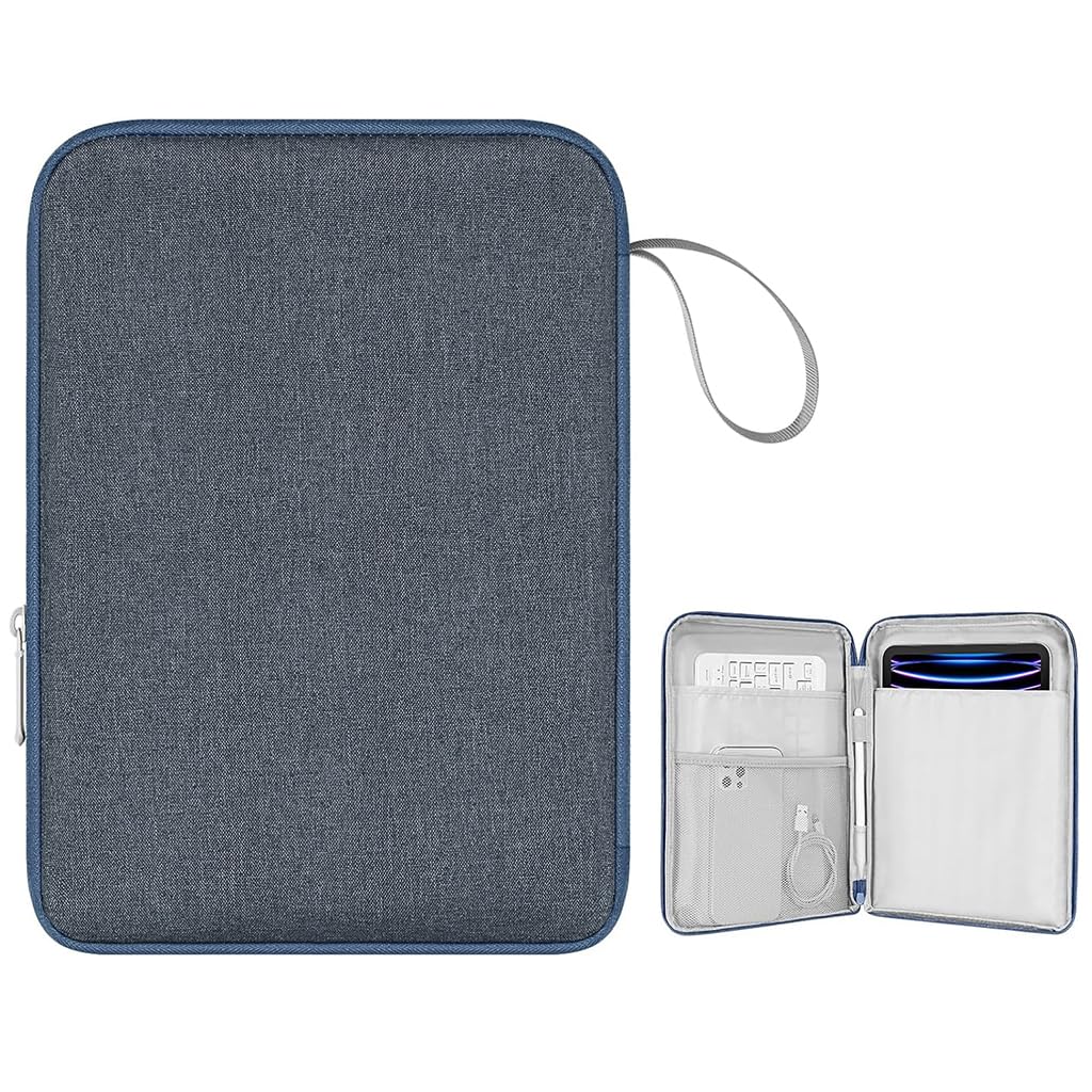 HASTHIP® ZORBES Bolsa de Viaje para Tableta de 12.9 Pulgadas para iPad, Bolsa Impermeable con Cierre y Bolsillo de Malla, Acolchado Protector, Organizador Universal de tabletas, Azul