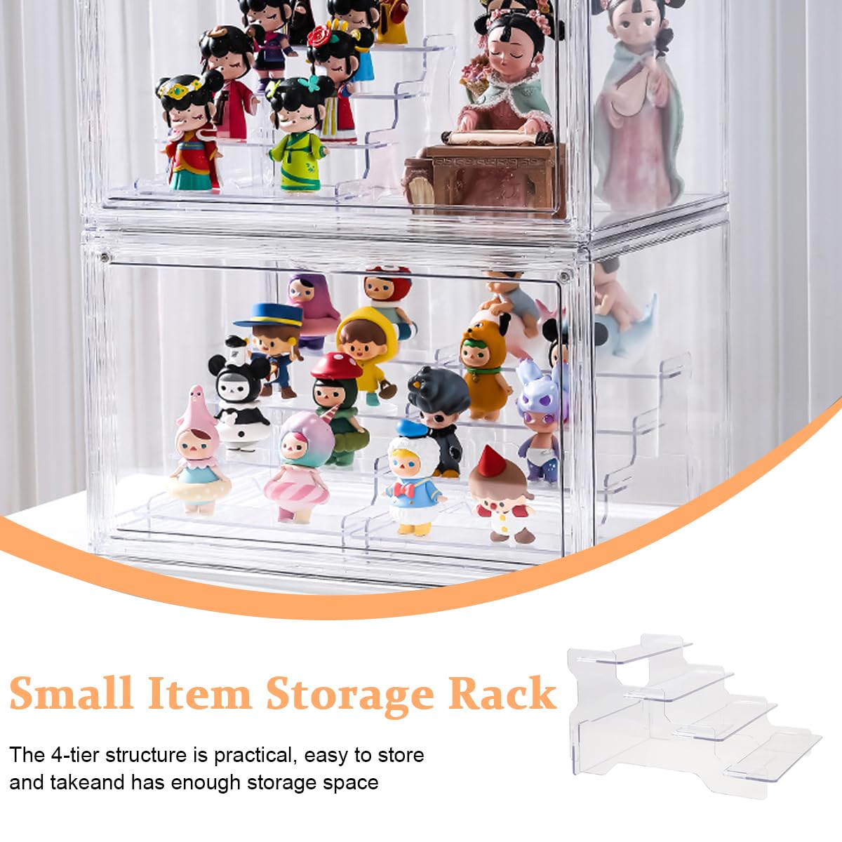 HASTHIP Acrylic Display Rack for Figures Collection with 4 Layer Stepped Design | Transparent Organizer