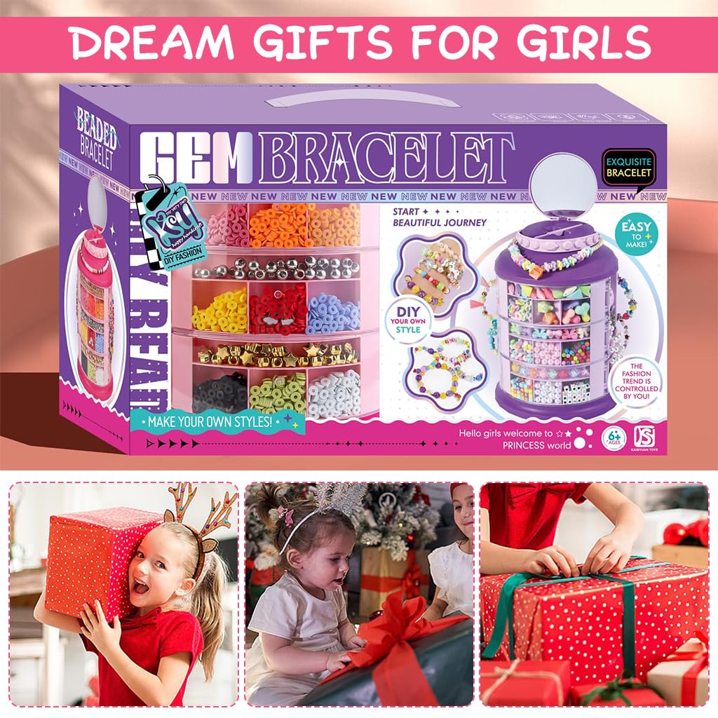 HASTHIP® Bracelet Making Kit for Girls Age 8-12, Kids DIY Jewelry Making Kit Beads with Storage, Friendship Jewelry Box Craft Bracelet Making Kit
