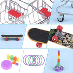 HASTHIP® Juguetes para Aves 7PCS Set Entrenamiento para Pájaros con Carrito Baloncesto Aro Anillos Monopatín Accesorios Educativos Coloridos Loros y Periquitos