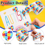 500Pcs Heart-Shaped Autism Stickers - Colorful Puzzle Self-Adhesive Labels for Events, Gifts & Packaging, Envelope Tab Sealer Autism Awareness Gifts for Women Men Kids Teen