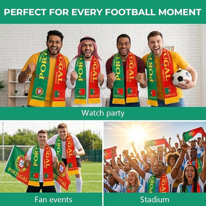 HASTHIP® World Cup 2026 Scarf & Shawls, Unisex Double-Sided Print Scarf for Men Women Match Schedule Viewing Gear Soccer Fan Gift-Red