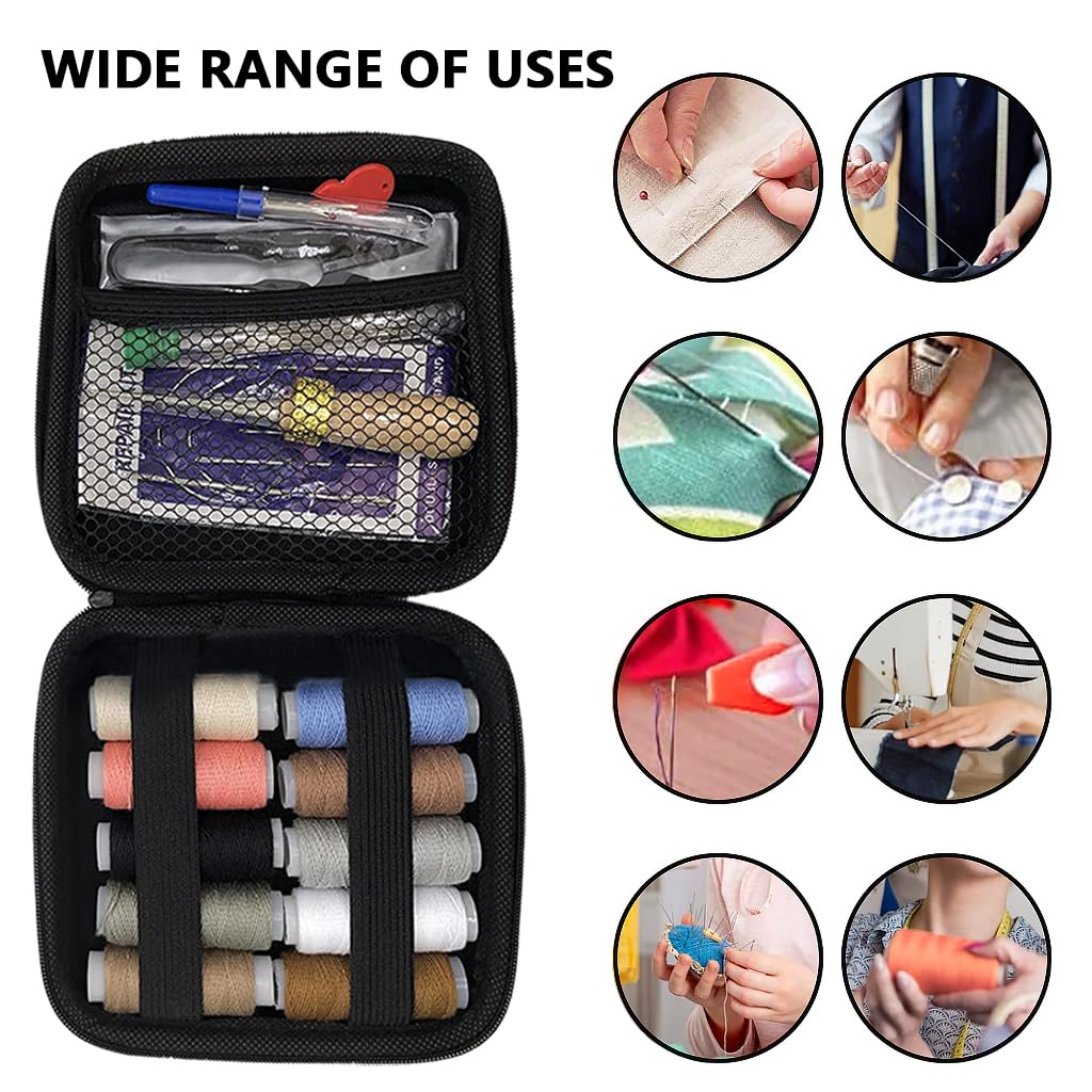 Leather Sewing Kit, 47 Pieces Upholstery Repair Sewing Kit with Sewing Awl, Seam Ripper, Leather Hand Sewing Stitching Needles, Sewing Thread for Car, Sofa, Backpack, Shoe, Craft DIY