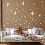 HASTHIP® Golden Twinkle Stars Wall Stickers Multi Sizes Mirroring Acrylic Self Adheisve Stars Wall Stickers Background Decor Kids Room Wall Decor Home Decor
