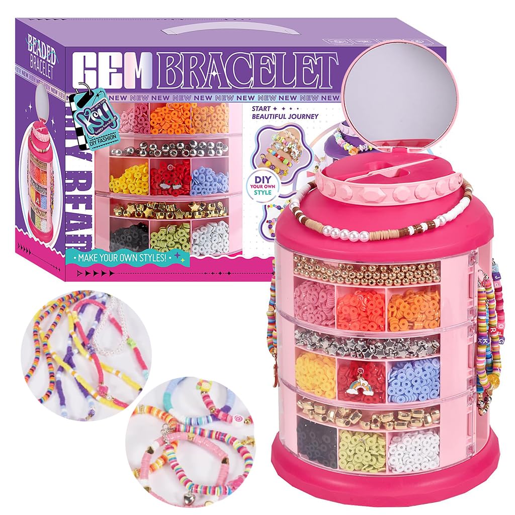 HASTHIP® Bracelet Making Kit for Girls Age 8-12, Kids DIY Jewelry Making Kit Beads with Storage, Friendship Jewelry Box Craft Bracelet Making Kit