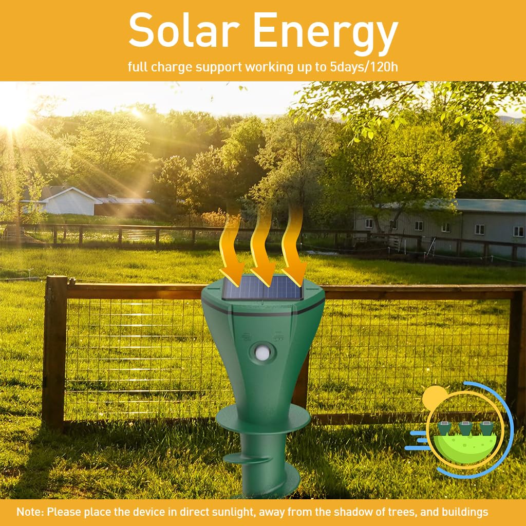 HASTHIP® 2Pcs Solar Ultrasonic Animal Repellent with 3 Changing Frenquency Modes IP65 Waterproof 9.8 Inches Animal Repellent Spiral Sticks Ultrasonic Animal Repellent for Garden, Lawn, Farm Land