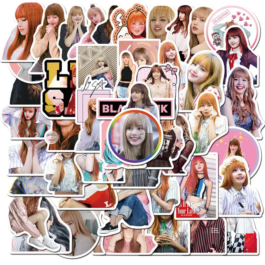 HASTHIP Lisa Sticker Pack for Laptop and Phone featuring 50 pcs PVC Waterproof Design | Gift for BLACKPINK Fans