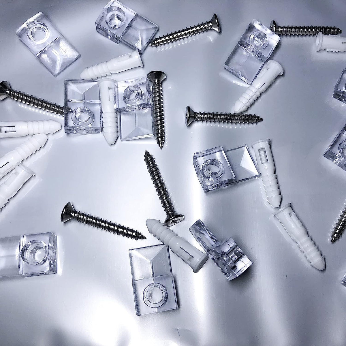 HASTHIP Mirror Holder Clips Kit for Wall Mounting with Screw Fixed Design Clear Plastic 20 Pack